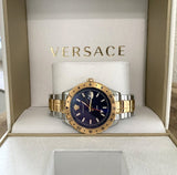 Versace Hellenyium GMT Blue Dial Two Tone Steel Strap Watch for Men - V11060017