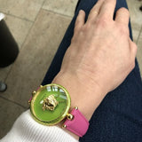 Versace Palazzo Empire Green Dial Pink Leather Strap Watch for Women - VCO150017