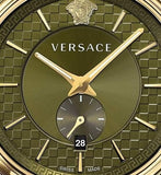 Versace V-Circle Quartz Green Dial Green Leather Strap Watch for Men - VEBQ01519