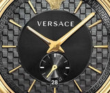 Versace V-Circle Quartz Black Dial Brown Leather Strap Watch for Men - VEBQ01619