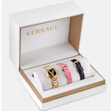 Versace V Virtus Quartz Black Dial Gold Steel Strap Watch For Women - VET300121