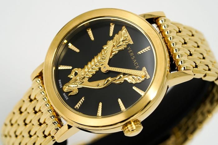 Versace Virtus Quartz Black Dial Gold Steel Strap Watch for Women - VEHC00619