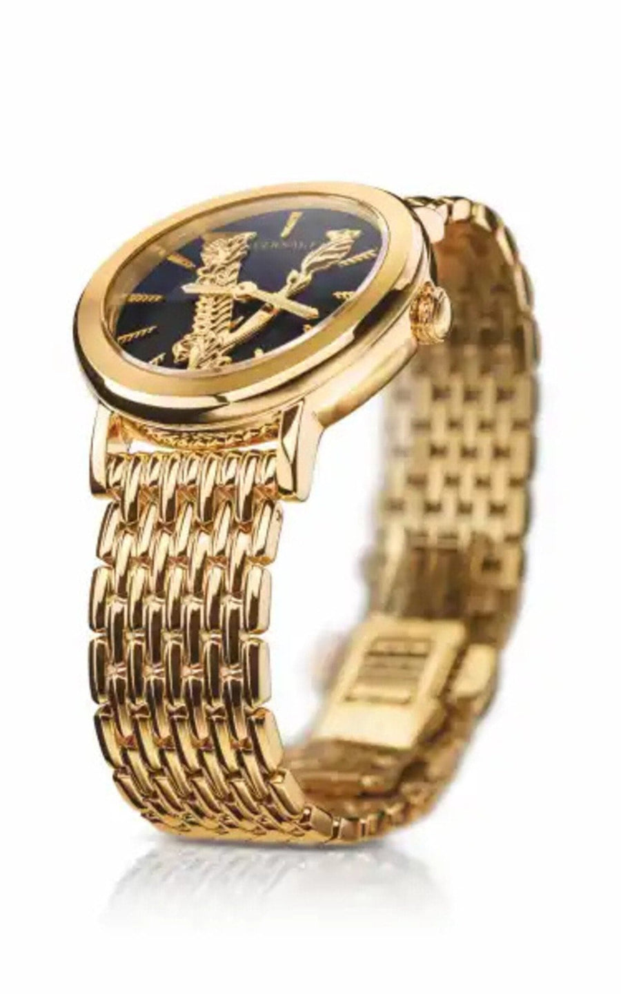 Versace Virtus Quartz Black Dial Gold Steel Strap Watch for Women - VEHC00619