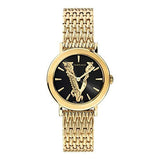 Versace Virtus Quartz Black Dial Gold Steel Strap Watch for Women - VEHC00619