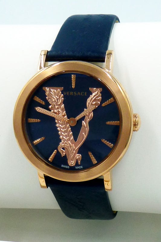Versace Virtus Quartz Blue Dial Blue Leather Strap Watch for Women - VEHC00419
