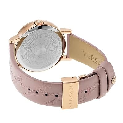 Versace Virtus Quartz Grey Dial Pink Leather Strap Watch for Women - VEHC00319