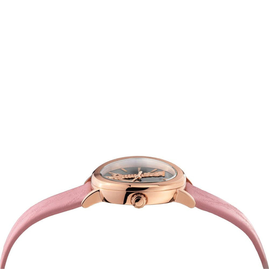 Versace Virtus Quartz Grey Dial Pink Leather Strap Watch for Women - VEHC00319