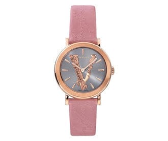 Versace Virtus Quartz Grey Dial Pink Leather Strap Watch for Women - VEHC00319
