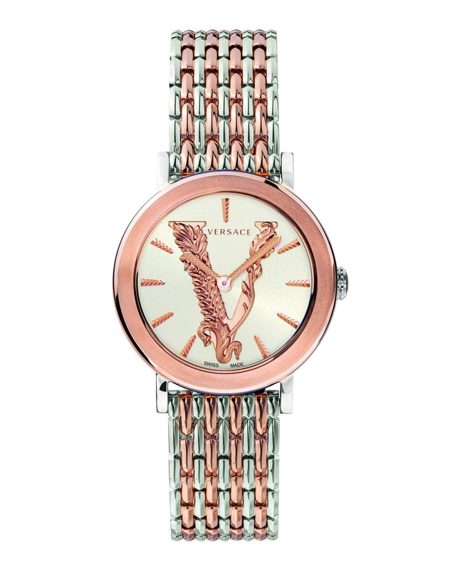 Versace Virtus Quartz White Dial Two Tone Steel Strap Watch for Women - VEHC00519