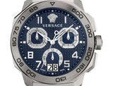 Versace Dylos Chronograph Blue Dial Silver Steel Strap Watch for Men - VQC090016