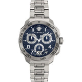 Versace Dylos Chronograph Blue Dial Silver Steel Strap Watch for Men - VQC090016