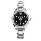 Versace Hellenyium Black Dial Silver Steel Strap Watch for Women - V12020015