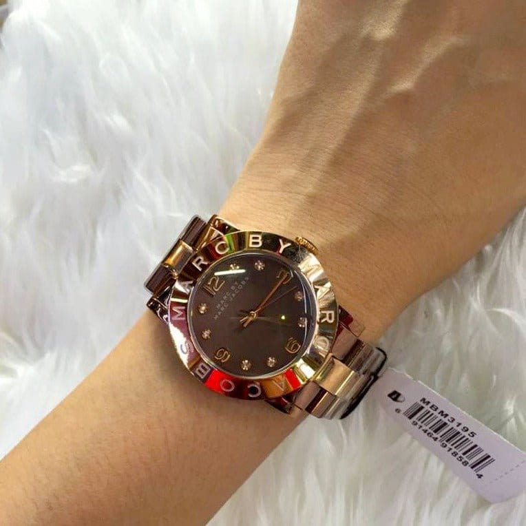 Marc Jacobs Amy Grey Dial Two Tone Steel Strap Watch for Women - MBM3195