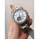 Fossil Architect Automatic Silver Dial Silver Steel Strap Watch for Women - ME3057