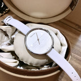 Calvin Klein Rise White Grey Dial White Leather Strap Watch for Women - K7A231L6