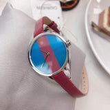 Calvin Klein Rebel Blue Maroon Dial Maroon Leather Strap Watch for Women - K8P231UN