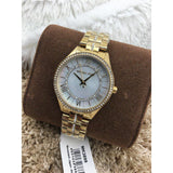 Michael Kors Lauryn Mother of Pearl White Dial Gold Steel Strap Watch for Women - MK3899