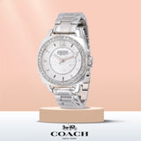 Coach Mini Boyfriend Diamonds Silver Dial Silver Steel Strap Watch for Women - 14501699