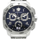 Versace Dylos Chronograph Blue Dial Silver Steel Strap Watch for Men - VQC090016