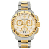 Versace Dylos Chronograph Silver Dial Two Tone Steel Strap Watch for Men - VQC030015