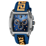 Versace Iconic Dominus Chronograph Blue Dial Blue Rubber Strap Watch For Men - VE6H00323