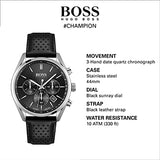 Hugo Boss Champion Black Dial Black Leather Strap Watch for Men - 1513816