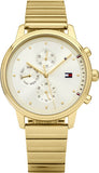 Tommy Hilfiger Blake White Dial Gold Steel Strap Watch for Women - 1781905