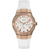 Guess Diamonds White Dial White Rubber Strap Watch For Women - W0426L1