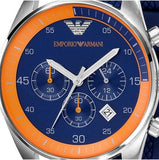 Emporio Armani Chronograph Blue Dial Blue Rubber Strap Watch For Men - AR5864