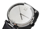 Calvin Klein Sight Silver Dial Black Leather Strap Watch for Men - K1S21120