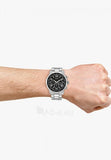 Guess Horizon Chronograph Quartz Black Dial Silver Steel Strap Watch For Men - W0379G1