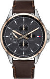 Tommy Hilfiger Shawn Multifunction Grey Dial Brown Leather Strap Watch for Men - 1791615