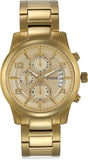 Guess Analog Chronograph Gold Dial Gold Steel Strap Watch for Men - W0075G5