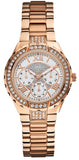 Guess Viva Diamonds White Dial Rose Gold Steel Strap Watch for Women - W0111L3