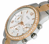 Guess Mini Spectrum Quartz Silver Dial Two Tone Steel Strap Watch For Women - W0122L1