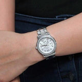 Guess Enchanting Diamonds Silver Dial Silver Steel Strap Watch for Women - W0305L1