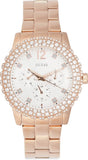 Guess Dazzler Diamonds Silver Dial Rose Gold Steel Strap Watch for Women - W0335L3