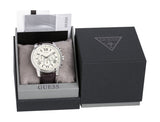 Guess Horizon Chronograph White Dial Brown Leather Strap Watch For Men - W0380G2