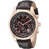 Guess Pursuit Chronograph Brown Dial Brown Leather Strap Watch for Men - W0500G3