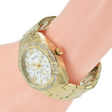 Guess Luna Diamonds White Dial Gold Steel Strap Watch for Women - W0729L2