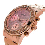 Guess Confetti Pink Dial Rose Gold Steel Strap Watch For Women - W0774L3