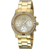 Guess Confetti Diamonds Silver Dial Gold Steel Strap Watch for Women - W0774L5