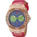 Guess Limelight Quartz Multicolor Dial Red Leather Strap Watch For Women - W0775L4