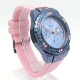 Guess Limelight Blue Dial Pink Rubber Strap Watch For Women - W0775L5