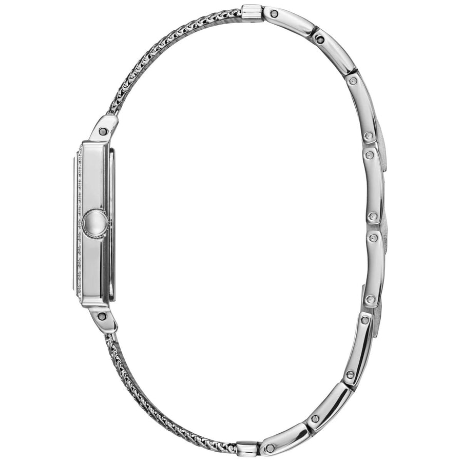Guess Highline White Dial Silver Mesh Bracelet Watch For Women - W0826L1