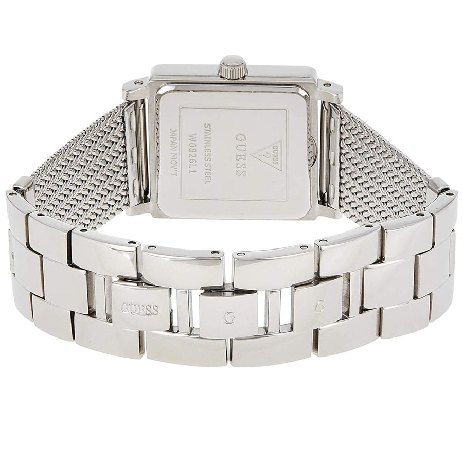 Guess Highline White Dial Silver Mesh Bracelet Watch For Women - W0826L1