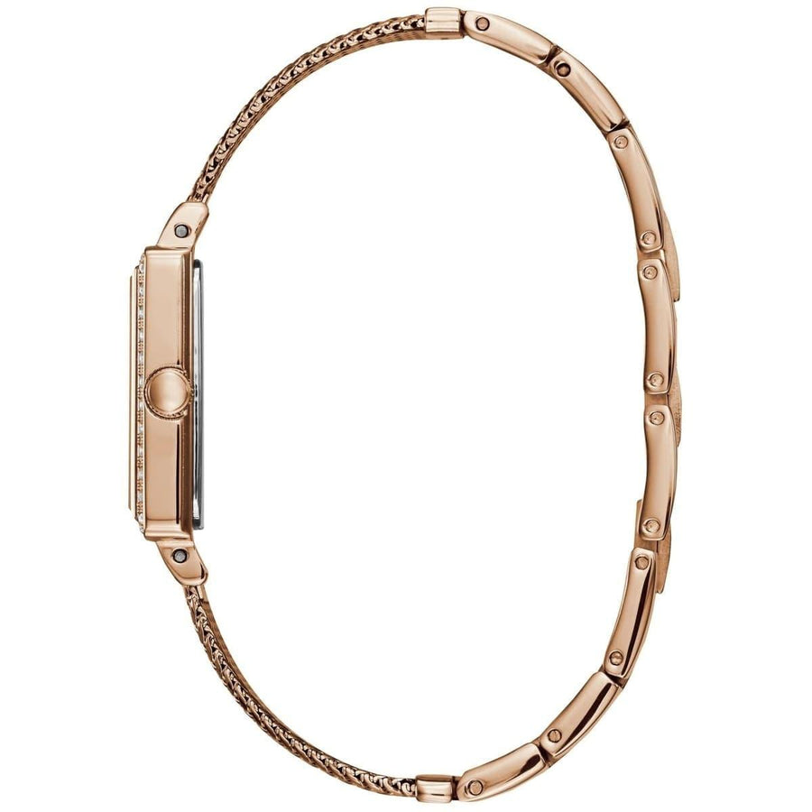 Guess Highline Off White Dial Rose Gold Stainless Steel Mesh Strap Watch For Women - W0826L3