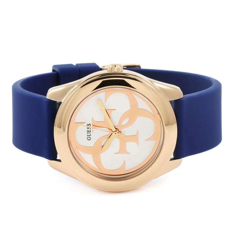 Guess G Twist White Dial Blue Silicone Strap Watch For Women - W0911L6