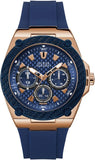 Guess Legacy Blue Dial Blue Silicone Strap Watch For Men - W1049G2