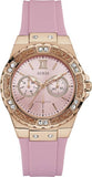 Guess Rose Gold Dial with Diamonds Pink Rubber Strap Watch For Women - W1053L3